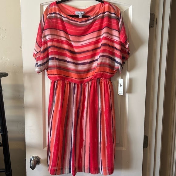 Shelby & Palmer Pink Striped Midi Dress Size 14 - Picture 10 of 10